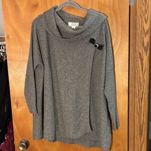 Ply Cashmere Beautiful Cowl Neck Sweater with Black Accent